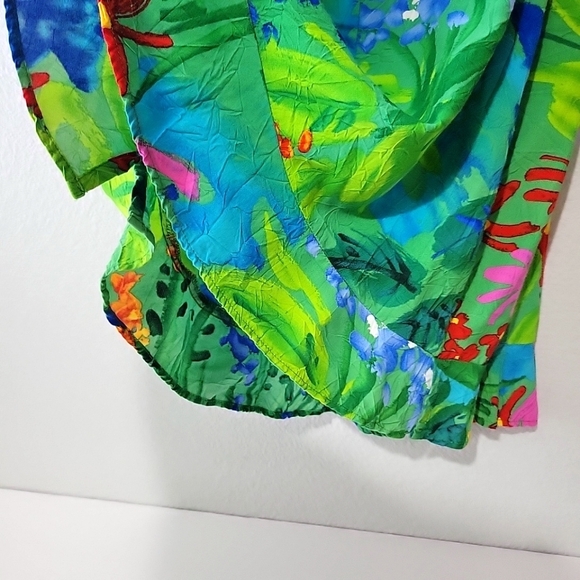 Jams World Women's Green Multicolor Sea Flower Sundress With Belt Size XL - Picture 8 of 16